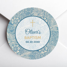 Jongen Doop Blauw Bloemen Marigold William Morris