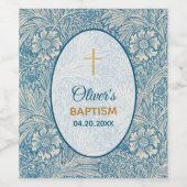 Jongen Doop Blauw Bloemen Marigold William Morris Wijn Etiket (Enkel label)