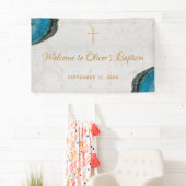 Jongen Doop Blauwe Geode Agaat Knikker Lettertype Spandoek (Insitu)