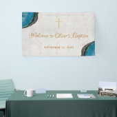 Jongen Doop Blauwe Geode Agaat Knikker Lettertype Spandoek (Beurs)