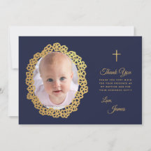 Jongen Doop Foto Navyblauw Goud Bloemenkrans