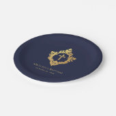 Jongen Doop Marine Blauw Faux Goud Crest Religieus Papieren Bordje (Gekanteld)