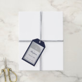 Jongen Doop Marineblauw Schrift Nep Zilver Boog Cadeaulabel (Met Touw)