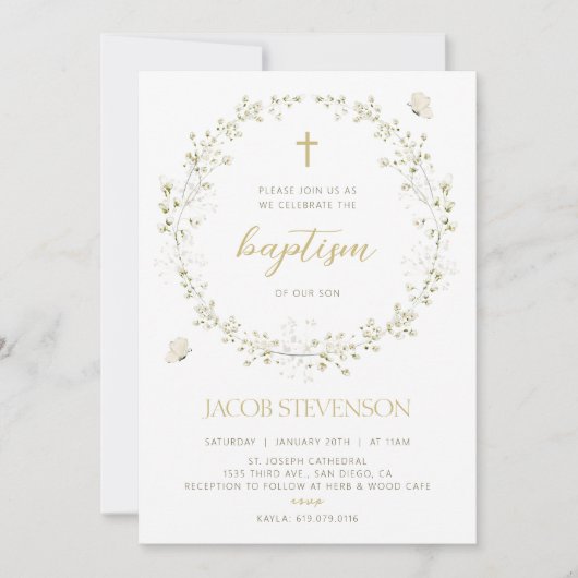 Jongen doop uitnodiging, eerste communie uitnodigi kaart (Voorkant)