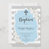 Jongen Doop Uitnodiging - Roze Blauw Wit (Voorkant)