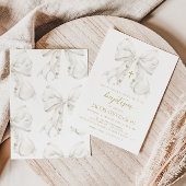 Jongen doop uitnodiging, witte boog eerste communi kaart