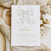 Jongen doop uitnodiging, witte boog eerste communi kaart