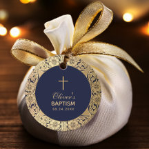 Jongen Doop Vintage Marineblauw Gouden Rozen Elega