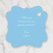 Jongen doopt baby Blue Cross in Crest-dop Bedankjes Labels (Achterkant)