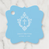 Jongen doopt baby Blue Cross in Crest-dop Bedankjes Labels (Voorkant)