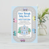 Jongen Drive Through Baby Shower Kaart (Staand voorkant)