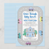 Jongen Drive Through Baby Shower Kaart (Voorkant / Achterkant)