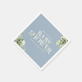 Jongen Dusty Blue Greenery Foliage Baby shower Servet (Hoek)