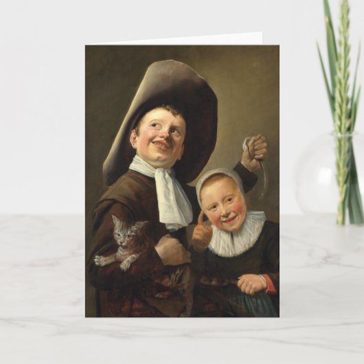 Jongen, Eel, Meisje en Kat van Judith Jans Leyster Kaart (Voorkant)