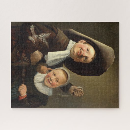 Jongen, Eel, Meisje en Kat van Judith Jans Leyster Legpuzzel (Horizontaal)