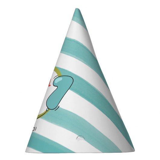 Jongen eerste Birthday-ballon Geëigende Waterverf Feesthoedjes (Rechts)