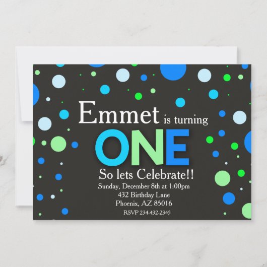 Jongen Eerste Blauw Groen Koolbord Kaart (Voorkant)