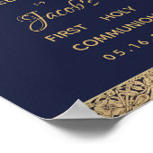 Jongen eerste communautaire marineblauw goudRozen  Poster (Hoek)