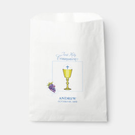 Jongen Eerste Communie, Chalice met host en Grapes Bedankzakje