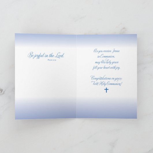 Jongen Eerste Communie, Chalice met host en Grapes Kaart (Binnen)