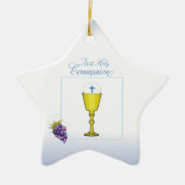 Jongen Eerste Communie, Chalice met host en Grapes Keramisch Ornament (Voorkant)