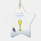 Jongen Eerste Communie, Chalice met host en Grapes Keramisch Ornament (Links)