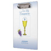 Jongen Eerste Communie, Chalice met host en Grapes Klembord (Links)