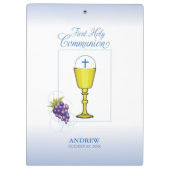 Jongen Eerste Communie, Chalice met host en Grapes Klembord (Achterkant)