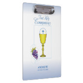 Jongen Eerste Communie, Chalice met host en Grapes Klembord (Rechts)