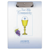 Jongen Eerste Communie, Chalice met host en Grapes Klembord (Voorkant)