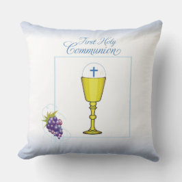 Jongen Eerste Communie, Chalice met host en Grapes Kussen