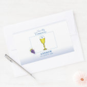 Jongen Eerste Communie, Chalice met host en Grapes Rechthoekige Sticker (Envelop)