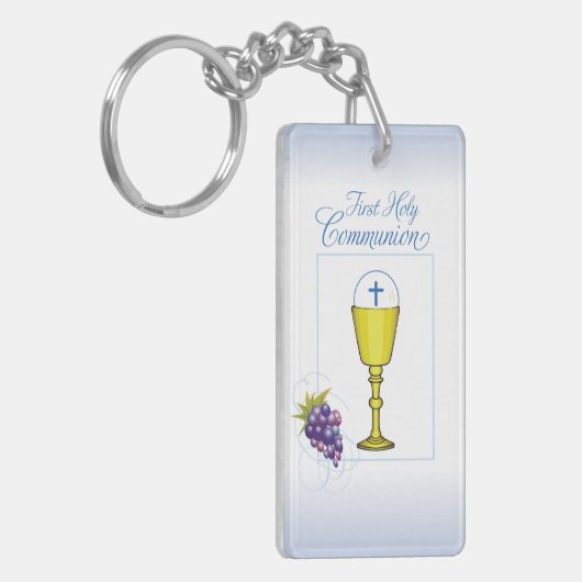 Jongen Eerste Communie, Chalice met host en Grapes Sleutelhanger (Voorkant Links)