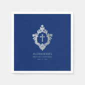 Jongen Eerste Communie  Kruis Royal Blue Servet (Voorkant)