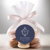 Jongen Eerste Communie Navy Blue  Cross Crest Ronde Sticker