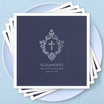 Jongen Eerste Communie Navy Blue  Cross Crest