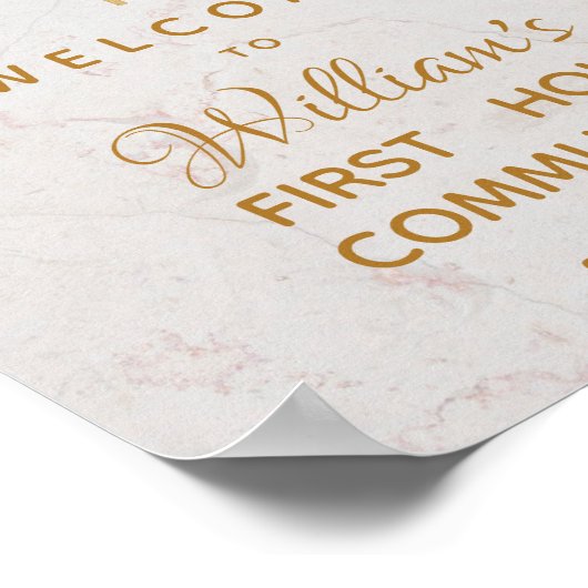 Jongen eerste communiqué Blauwe Geode Marble Welko Poster (Hoek)