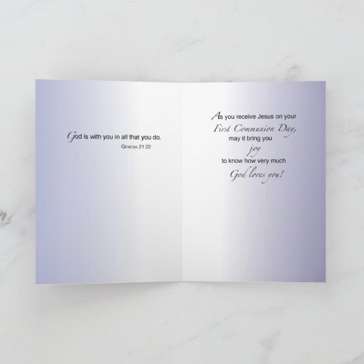 Jongen, eerste communiqué-felicitaties kaart (Binnen)