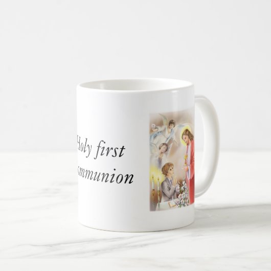 Jongen eerste communiqué-mok koffiemok (Voorkant rechts)