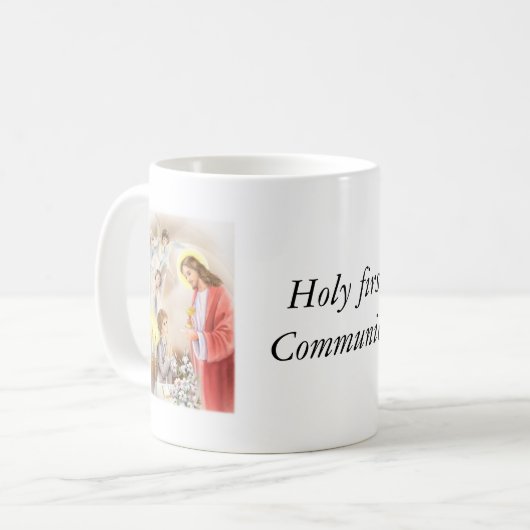 Jongen eerste communiqué-mok koffiemok (Voorkant links)