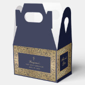 Jongen eerste communistische marineblauw  gouden R Bedankdoosjes (Geopend)