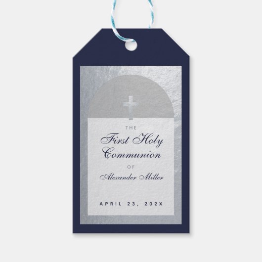 Jongen eerste communistische marineboot Blue Faux  Cadeaulabel (Voorkant)