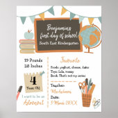 Jongen Eerste Dag Kindergarten Poster (Voorkant)