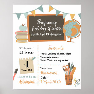 Jongen Eerste Dag Kindergarten Poster