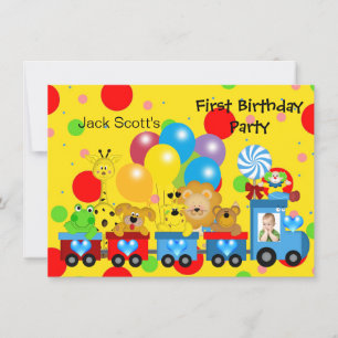 Jongen eerste geboorte 1e trein foto dierentuin kaart