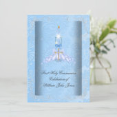 Jongen eerste Heilige Commune Blauwe Boys Kaart (Staand voorkant)