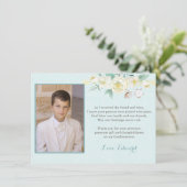 Jongen eerste Heilige Communie Dank je kaart met f (Staand voorkant)