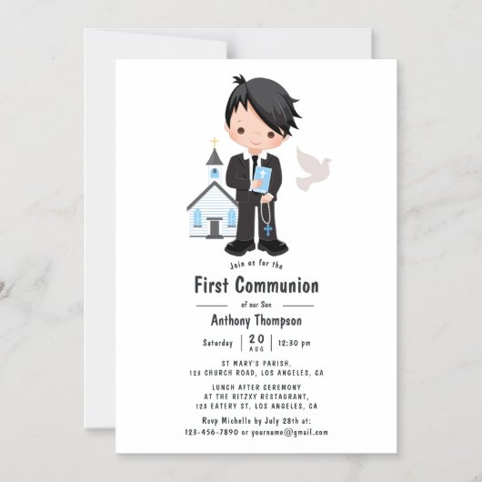 Jongen eerste Heilige Communie Magnetische Uitnodiging (Voorkant)