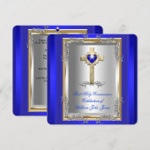 Jongen eerste Heilige Communie Silver Gold Royal B Kaart (Voorkant / Achterkant)