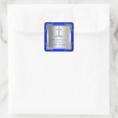 Jongen eerste Heilige Communie Silver Royal Blue 2 Vierkante Sticker (Tas)